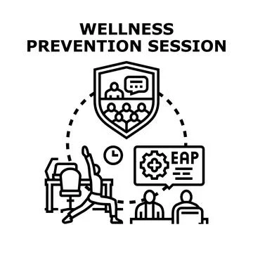 Employee protection program promoting a healthy lifestyle. Mental resilience. 库存插图
