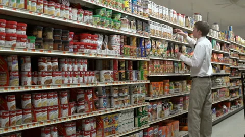 Employee re-stocking shelves Stock Footage 35163948