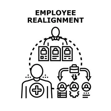 Employee realignment adjusting business strategy and management goals Stock Illustration