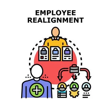 Employee realignment adjusting business strategy and management goals Stock Illustration
