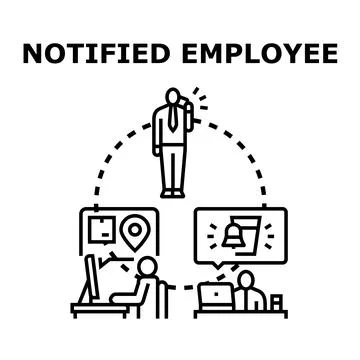 Employee receiving digital notifications about work tasks 스톡 일러스트
