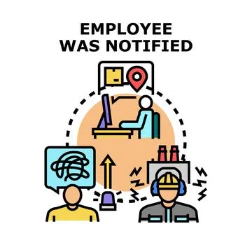 Employee receiving notification about potential workplace incident Stock Illustration