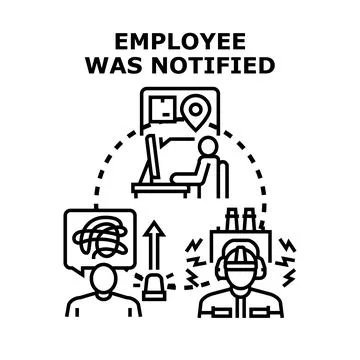 Employee receiving notification about potential workplace incident Stock Illustration