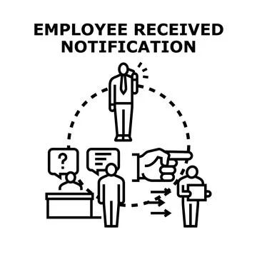 Employee receiving notification for task and instruction Stock Illustration