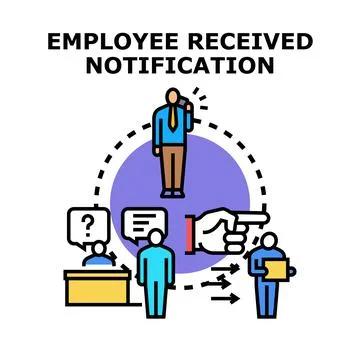 Employee receiving notification for task and instruction Stock Illustration