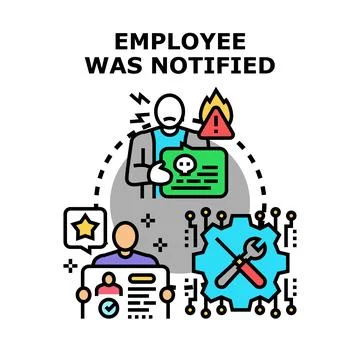 Employee receiving notification, warning, and system maintenance concept Stock Illustration
