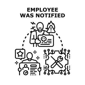 Employee receiving notification, warning, and system maintenance concept Stock Illustration