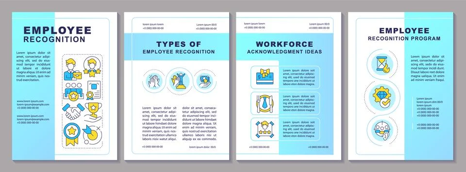 Employee recognition blue gradient brochure template Stock Illustration