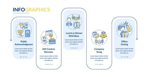 Employee recognition ideas blue rectangle infographic template 스톡 일러스트