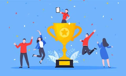 Employee recognition or proud workers of the month business concept flat style Illustrazione stock