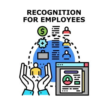 Employee recognition program valuing worker contribution and performance Stock Illustration