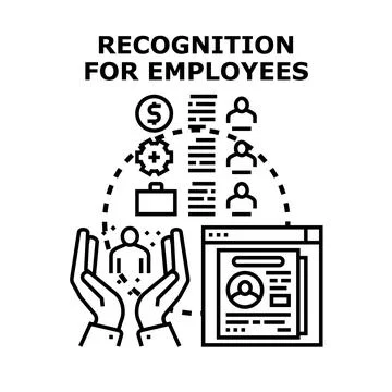 Employee recognition program valuing worker contribution and performance Stock Illustration