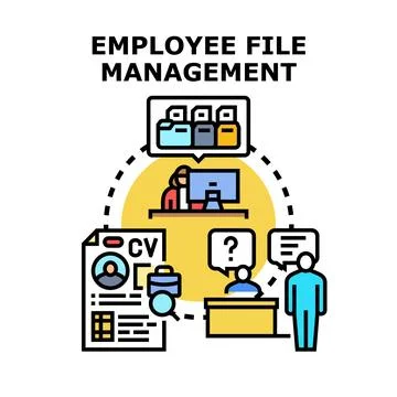 Employee records management process and human resources Stock Illustration