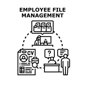 Employee records management process and human resources Stock Illustration