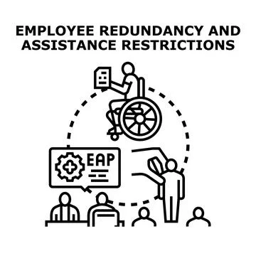 Employee redundancy assistance program restrictions concept Stock Illustration