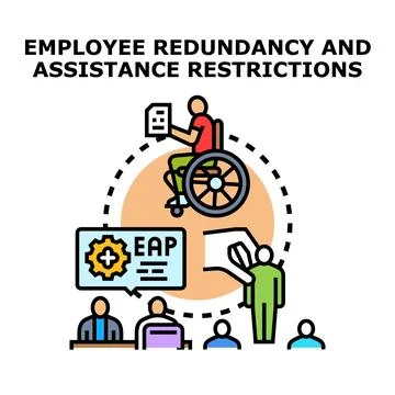 Employee redundancy assistance program restrictions concept Stock Illustration