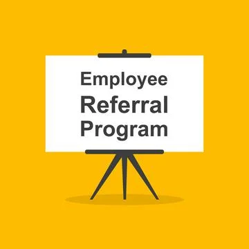 Employee referral program presentation whiteboard sign on yellow background f 스톡 일러스트