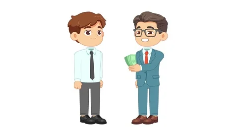 Employee refusing bribe or money concept animation on green screen background Stock Footage 345090156