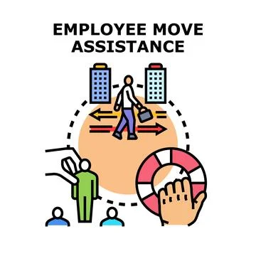 Employee relocation assistance offering support and guidance Stock Illustration