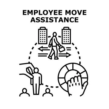 Employee relocation assistance offering support and guidance Stock Illustration