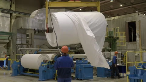Employee with remote controls paper roll transportation Stock Footage 280908667