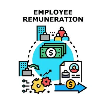 Employee remuneration payroll compensation system process concept Stock Illustration