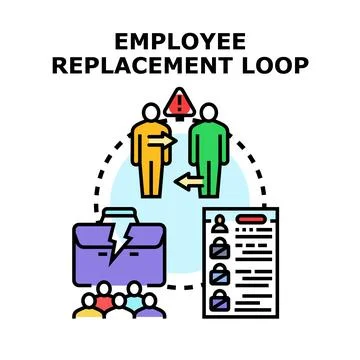 Employee replacement loop causing high turnover concept 库存插图