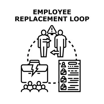 Employee replacement loop causing high turnover concept 스톡 일러스트
