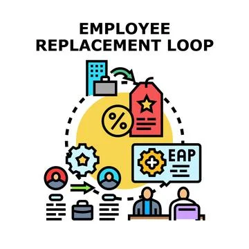 Employee replacement loop explaining human resources process 스톡 일러스트