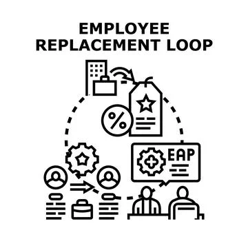 Employee replacement loop explaining human resources process Illustrazione stock