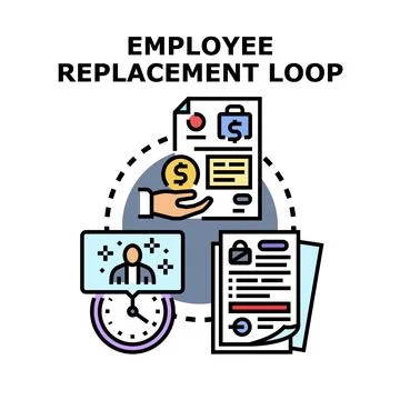 Employee replacement loop process in business management Ilustração Stock
