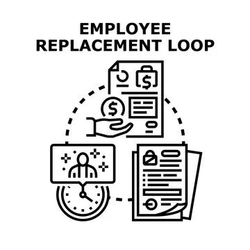 Employee replacement loop process in business management 库存插图