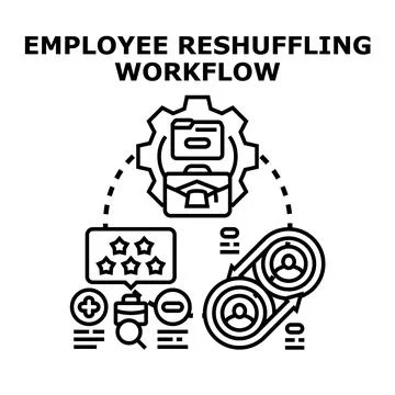 Employee reshuffling workflow management improving internal processes イラスト素材