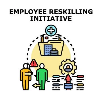 Employee reskilling initiative developing new skills Illustrazione stock