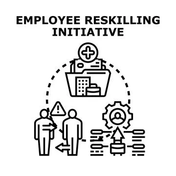Employee reskilling initiative developing new skills Ilustración de archivo
