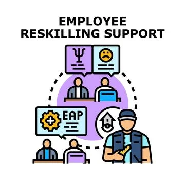 Employee reskilling support program offering career development 스톡 일러스트