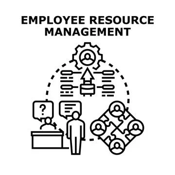 Employee resource management system concept developing company process Stock Illustration