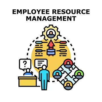Employee resource management system concept developing company process Stock Illustration