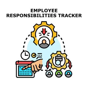 Employee responsibilities tracker system for work team management Stock Illustration