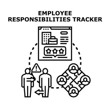 Employee responsibilities tracking system and management concept Stock Illustration
