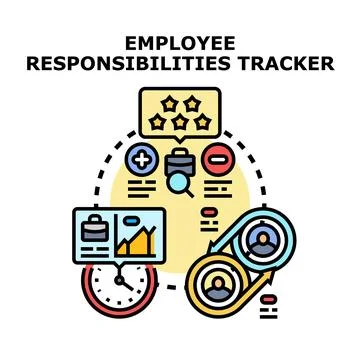 Employee responsibilities tracking workflow evaluating performance イラスト素材