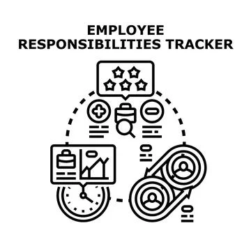 Employee responsibilities tracking workflow evaluating performance 스톡 일러스트