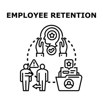Employee retention strategy attracting, keeping happy workers Stock Illustration