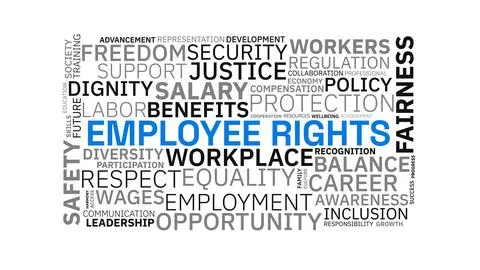 Employee Rights Word Cloud Vector Concept with Labor Law Keywords Ilustración de archivo