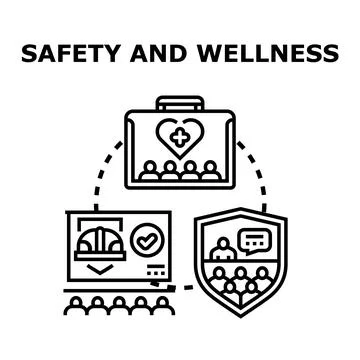 Employee safety and wellness program management concept Stock Illustration