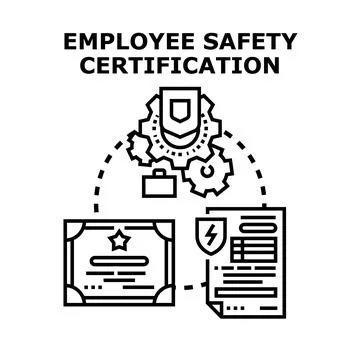 Employee safety certification process flat vector illustration Stock Illustration
