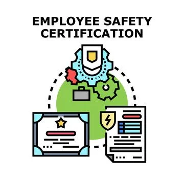 Employee safety certification process flat vector illustration Stock Illustration