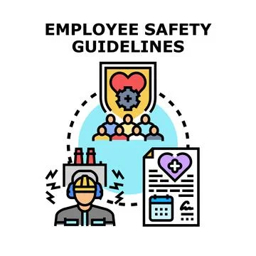 Employee safety guidelines assuring workplace health and protection Stock Illustration