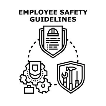 Employee safety guidelines ensuring workplace protection program Stock Illustration