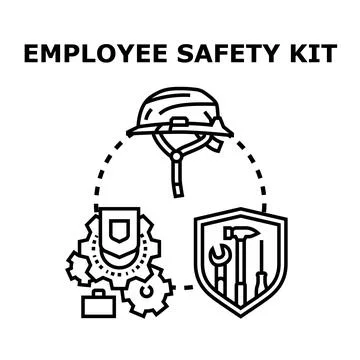 Employee safety kit protecting worker occupational health Stock Illustration